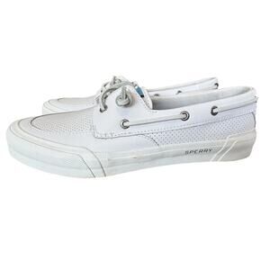 Sperry Top Sider Soletide Womens Boat Shoes White Leather Size 9 2-Eye